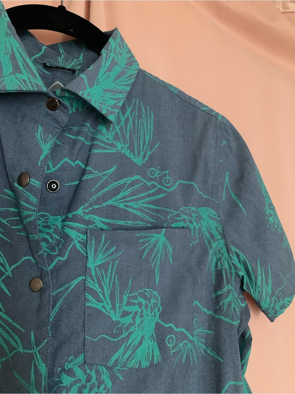 Women's Clubride Blue Snap-front jersey - Teal Pincone/bicycle Design